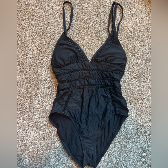 Ella Moss Other - Ella Moss Black One-Piece Swimsuit with Lace Insets